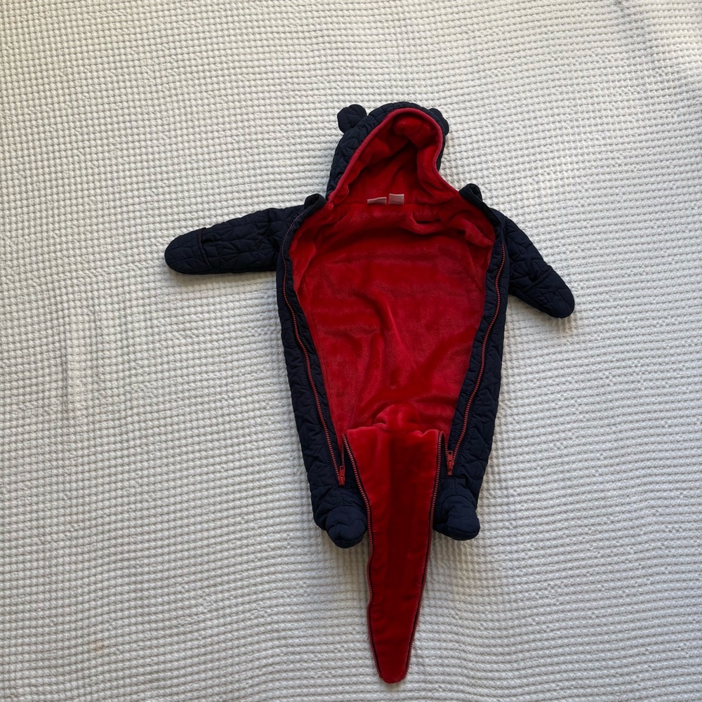 Koala Baby Navy Star Quilted Snowsuit Bear Ear Hood Bunting One Piece: 6-9M - Picture 5 of 5